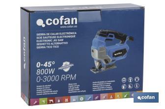 Scie sauteuse électronique 800W 0-45º (0-3000 tr/min) - Cofan