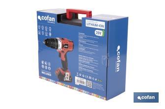 Taladro Percutor a Batería con 1300 rpm | Batería Li-ion de 20V - 1,5 Ah + Cargador incluidos - Cofan