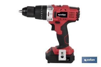 Taladro Percutor a Batería con 1300 rpm | Batería Li-ion de 20V - 1,5 Ah + Cargador incluidos - Cofan