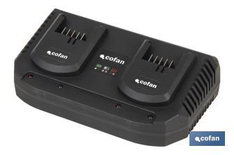 Chargeur de Batteries Double | Charge rapide | 2x3,5A - 18V - Cofan