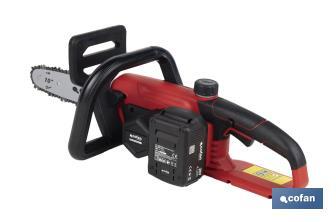 Kit de motosierra a batería con dos baterías de litio 20 V 4.0 Ah | Motosierra sin escobillas | Espada de 10" | Eficiencia y precisión en cortes de madera - Cofan
