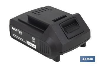 Batería de litio Li-ion de 20 V y 1.5 Ah | Adecuada para herramientas eléctricas Cofan | Protección electrónica integral - Cofan