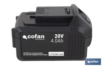 Kit de motosierra a batería con dos baterías de litio 20 V 4.0 Ah | Motosierra sin escobillas | Espada de 10" | Eficiencia y precisión en cortes de madera - Cofan