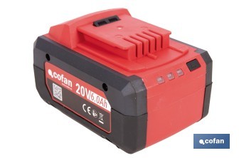 Batería Li-Ion recargable 20 V 6.0 Ah | Compatible con sistema 1 for All | Alta autonomía, protección avanzada | Indicador led de carga - Cofan