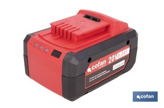 Batería Li-Ion recargable 20 V 6.0 Ah | Compatible con sistema 1 for All | Alta autonomía, protección avanzada | Indicador led de carga - Cofan