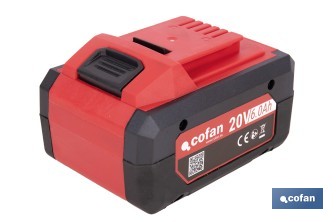 Batería Li-Ion recargable 20 V 6.0 Ah | Compatible con sistema 1 for All | Alta autonomía, protección avanzada | Indicador led de carga - Cofan