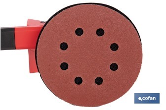 Lijadora orbital a batería | Velocidad de 10.000 rpm | Almohadilla de Ø125 mm con sistema de fijación por velcro | Disponible con y sin batería y cargador - Cofan