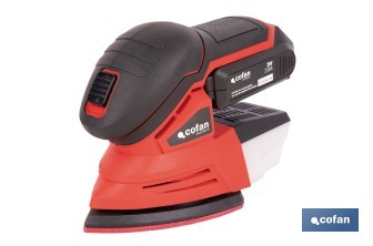 Lijadora Mouse a batería 20 V | Base de 10 x 14 cm | 11.000 rpm | Incluye caja de polvo y 3 hojas de lija | Disponible con y sin batería y cargador - Cofan
