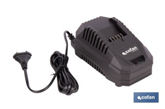 Pack de cargador 20 V 4.5 A + Batería 20 V 4.0 Ah Li-Ion | Compatible con sistema 1 for All | Protección contra sobrecarga y larga duración - Cofan