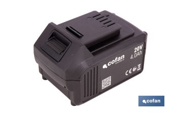 Pack de cargador 20 V 4.5 A + Batería 20 V 4.0 Ah Li-Ion | Compatible con sistema 1 for All | Protección contra sobrecarga y larga duración - Cofan