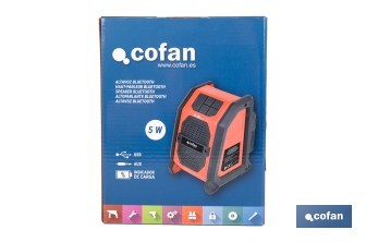 Cassa Bluetooth a batteria | 2 x 2,5W | 18V | Con entrata USB - Cofan