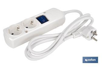 2-socket power strip | It includes illuminated on/off switch | Cable length: 1.5 metres - Cofan