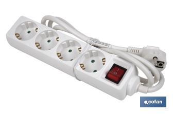 Power strip with 4 outlets | Cable of 1.4m in length | Power switch - Cofan