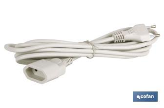 2-pole extension cord | Suitable for Europlug | White cable of 3 and 5 metres - Cofan