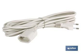 Prolongador de cable bipolar | Apto para enchufe de tipo espiga | Cable de 3 y 5 metros color blanco - Cofan