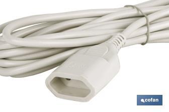 Prolongateur de câble bipolaire | Convient pour prise de type Europlug | Câble de 3 et 5 mètres de couleur blanche - Cofan