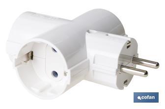 Adaptador triple Schuko 2P+T | Color Blanco | 16 A - 250 V - Cofan