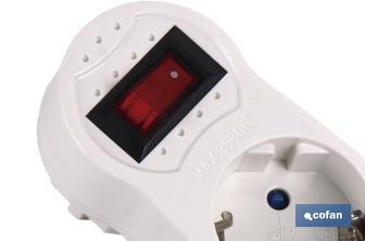 Adaptador triplo Frontal Schuko com interruptor | Cor Branca | 16 A - 250 V - Cofan