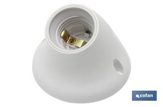 Thermoplastic E-27 Lamp-Holder of Surface | Curved Socket | White - Cofan