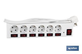 6-socket power strip | It includes illuminated on/off switch | Cable length: 1.5 metres - Cofan