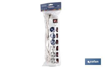 6-socket power strip | It includes illuminated on/off switch | Cable length: 1.5 metres - Cofan