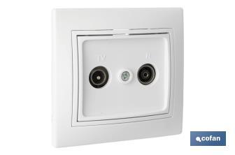 Flush mounted TV-Radio socket | Pacific Model | White - Cofan