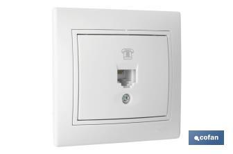 Flush mounted RJ11 telephone socket | Pacific Model | White - Cofan