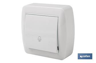 Interruttore per campanello da superficie | Modello Atlantis | Colore: bianco | 10 A - 250 V - Cofan