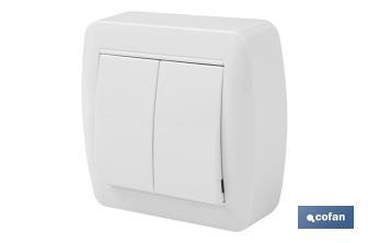 Interruttore doppio da superficie | Modello Atlantis | Colore: bianco | 10 A - 250 V - Cofan