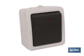 Interruptor - Conmutador Estanco IP44 | Para exteriores | 10A 250V | Color gris - Cofan