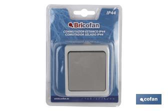 Interruptor - Conmutador Estanco IP44 | Para exteriores | 10A 250V | Color gris - Cofan