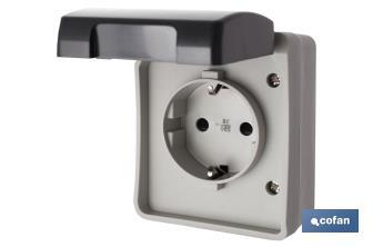 Weatherproof Socket IP44 with protective cover | For Outdoors | 16A - 250V | Grey - Cofan