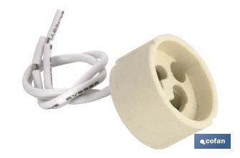 Ceramic lamp-holder with base and cable | For lamps type GU10 or GZ10 | 2A - 250V~ - Cofan