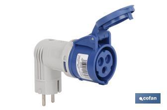 Adaptateur de conversion bipolaire | Degré de protection IP 44 | Fiche Schuko 2 P + T | 16 A - Cofan