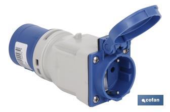 Plug-socket industrial adapter | Ingress Protection: 44 | Schuko plug-socket 2P + G | 16A - Cofan