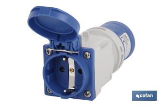 Adaptateur industriel à fiche base | Degré de protection IP 44 | Fiche Schuko 2 P + T | 16 A - Cofan