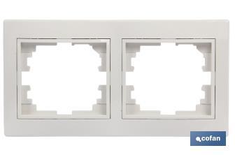 Marco de mecanismos eléctricos de encastrar | Para 2 elementos | Cores branco e negro - Cofan
