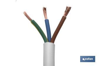 Rollo Cable Eléctrico de 100 m | PVC H05VV-F | Sección 3 x 2,5 mm2 | Color Blanco - Cofan