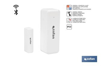 Sensor inteligente para portas e janelas | Ligação WiFi e Bluetooth | Funciona com a aplicação Smart Life ou Tuya | Compatível com Alexa e Google | Proteção anti-roubo - Cofan