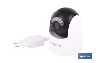 Cámara de seguridad inteligente con WiFi | Con control remoto, audio bidireccional y amplio ángulo de visión - Cofan