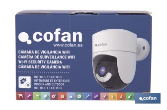 Cámara de seguridad inteligente con WiFi | Con control remoto, audio bidireccional y amplio ángulo de visión - Cofan