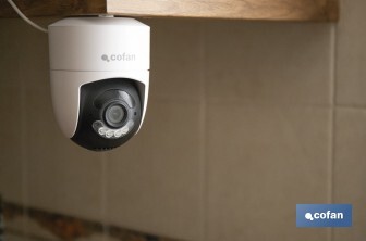 Cámara de seguridad inteligente con WiFi | Con control remoto, audio bidireccional y amplio ángulo de visión - Cofan