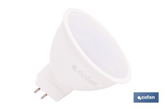 Lámpara LED COB GU-5.3 5W | 4000 K Luz Neutra | 420 lúmenes | Ángulo de 110° | 12V DC | Ahorro Energético del 90% | +50.000 Encendidos | 20.000h de Vida - Cofan