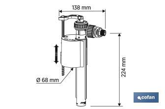 Robinet d'Alimentation | WC Latéral | Modèle Kiev | Fermeture par Piston | Fabriqué en Matériaux Plastiques - Cofan