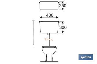 High Level Cistern | Complete Cistern | Zeya Model | Flush Valve Included | ABS - Cofan