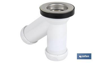 Sifão em forma de "Y" | Com saída de 40 mm | Válvula para lavatório e bidé Ø70 | Fabricado em Polipropileno - Cofan