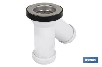 Y-Shaped Siphon | 40mm outlet | Ø70 Basin and Bidet Valve | Polypropylene | Ø32mm Conical Reduction Gasket - Cofan