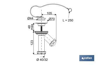 Sifón en Forma de "Y" | Con Salida de 40 mm | Válvula para Lavabo y Bidé Ø70 | Fabricado en Polipropileno - Cofan