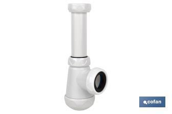 Small Bottle Trap | Extensible Siphon 1" 1/4 Fitting | 40mm Outlet | With Ø32mm Conical Reduction Gasket | Ø70 Basin-Bidet Valve - Cofan