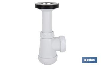 Siphon Bouteille Court | Extensible | Raccord de 1" 1/4 | Avec Sortie de 40 mm | Joint Conique réducteur de Ø32 mm - Cofan